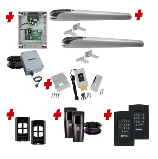 [BOB5-2D-E-AP] BOB 5 High Thrust Long Stroke ITALIAN Low Voltage 24V Automatic Double Swing Driveway Gate Opener 24 Volt Kit with Wifi Mobile App Control and Keypad Entry Exit