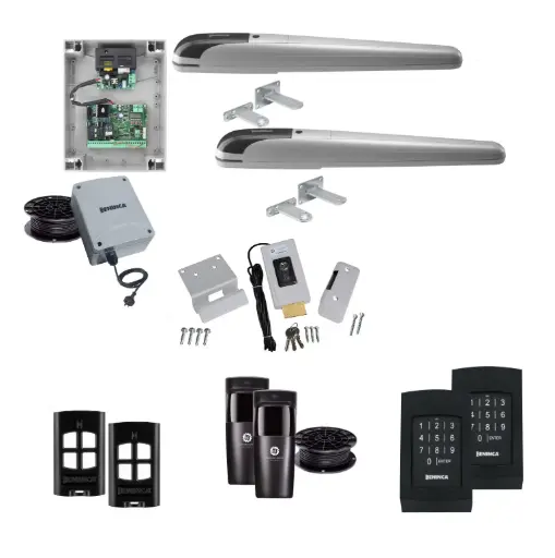 [BOB5-2D-E-AP] Beninca Bob 5024 Automatic Double Swing Driveway Gate Opener Kit - Italian, Heavy Duty, 24V Electric, Linear Actuator, Long Stroke, with 2x Keypads + Electric Lock, Brainy Plus Control Board