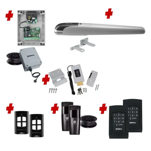 [BOB5-1S-E-AP] BOB 5 High Thrust Long Stroke ITALIAN Low Voltage 24V Automatic Swing Driveway Gate Opener 24 Volt Kit ROBUST Heavy Duty Design with TWO Keypads Entry Exit