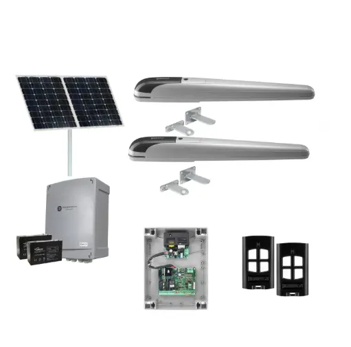 [BOB5-2D-SOLAR-BK] BOB 5 High Thrust Long Stroke ITALIAN Solar Powered Automatic Double Swing Driveway Gate Opener 24 Volt Kit ROBUST Heavy Duty Design BASE KIT