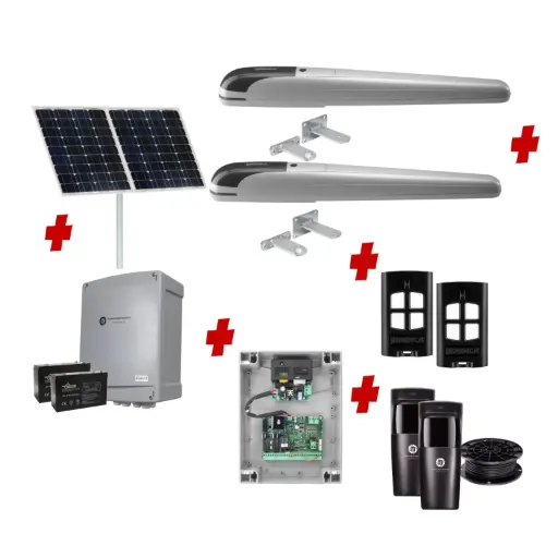 [BOB5-2D-SOLAR-I] BOB 5 High Thrust Long Stroke ITALIAN Solar Powered Automatic Double Swing Driveway Gate Opener 24 Volt Kit ROBUST Heavy Duty Design for Trade Installers 