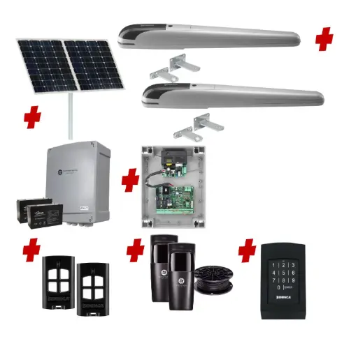 [BOB5-2D-SOLAR-AS] BOB 5 High Thrust Long Stroke ITALIAN Solar Powered Automatic Double Swing Driveway Gate Opener 24 Volt Kit ROBUST Heavy Duty Design with Keypad Pin Code