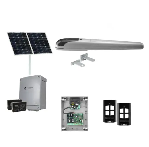 [BOB5-1S-SOLAR-BK] BOB 5 High Thrust Long Stroke ITALIAN Solar Powered Automatic Swing Driveway Gate Opener 24 Volt Kit ROBUST Heavy Duty Design BASE KIT