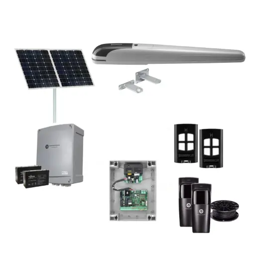 [BOB5-1S-SOLAR-I] Beninca Bob 5024 Solar Powered Automatic Single Swing Driveway Gate Opener Kit - Italian, Heavy Duty, Linear Actuator, Long Stroke, with Safety Photocells, Brainy Plus Control Board