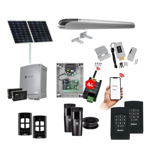 [BOB5-1S-SOLAR-AU] BOB 5 High Thrust Long Stroke ITALIAN Solar Powered Automatic Swing Driveway Gate Opener 24 Volt Kit ROBUST Heavy Duty Design with Wifi Mobile App Control and Keypad Entry Exit 