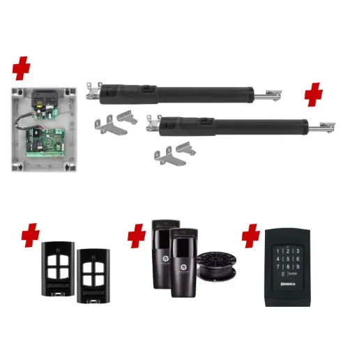 [TOM5-2D-P-AS] TOM 5 Telescopic Long Stroke ITALIAN Electric 24V Low Voltage Automatic Double Swing Driveway Gate Opener Kit ROBUST Heavy Duty Design with Keypad Pin Code
