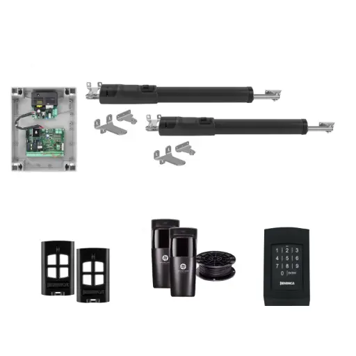 [TOM5-2D-P-AS] TOM 5 Telescopic Long Stroke ITALIAN Electric 24V Low Voltage Automatic Double Swing Driveway Gate Opener Kit ROBUST Heavy Duty Design with Keypad Pin Code