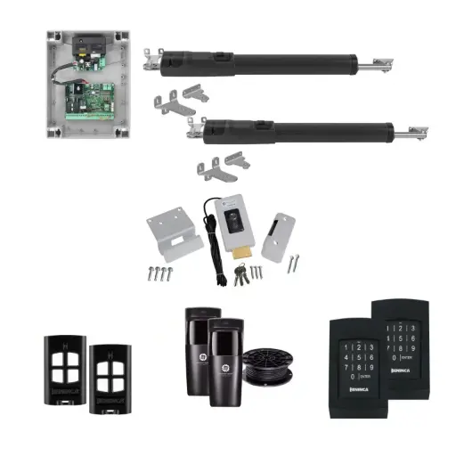 [TOM5-2D-P-AP] TOM 5 Telescopic Long Stroke ITALIAN Electric 24V Low Voltage Automatic Double Swing Driveway Gate Opener Kit ROBUST Heavy Duty Design with TWO Keypads Entry Exit 