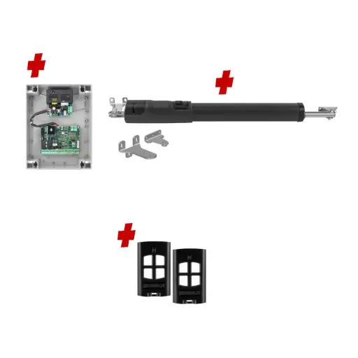 [TOM5-1S-P-BK] TOM 5 Telescopic Long Stroke ITALIAN Electric 24V Low Voltage Automatic Swing Driveway Gate Opener Kit ROBUST Heavy Duty Design BASE KIT