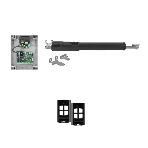 [TOM5-1S-P-BK] TOM 5 Telescopic Long Stroke ITALIAN Electric 24V Low Voltage Automatic Swing Driveway Gate Opener Kit ROBUST Heavy Duty Design BASE KIT