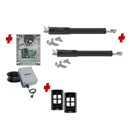 [TOM5-2D-E-BK] TOM 5 Telescopic Long Stroke ITALIAN Low Voltage 24V Automatic Double Swing Driveway Gate Opener 24 Volt Kit ROBUST Heavy Duty Design BASE KIT