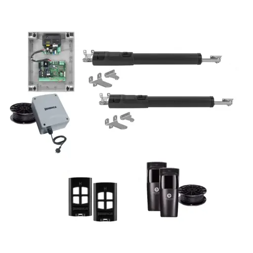 [TOM5-2D-E-I] Beninca Tom 5 Automatic Dual Swing Driveway Gate Opener Kit - Italian, 24V Electric, Linear Actuator, Long Stroke, with Safety Photocells, Brainy Plus Control Board