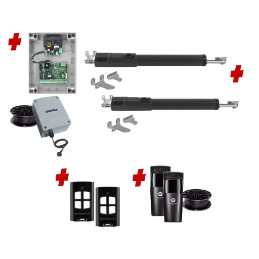 [TOM5-2D-E-I] TOM 5 Telescopic Long Stroke ITALIAN Low Voltage 24V Automatic Double Swing Driveway Gate Opener 24 Volt Kit ROBUST Heavy Duty Design for Trade Installers