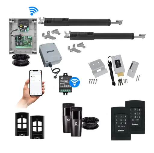 [TOM5-2D-E-AU] Beninca Tom 5 Automatic Double Swing Driveway Gate Opener Kit - Italian, 24V Electric, Linear Actuator, Long Stroke, with WiFi Mobile Control, Brainy Plus Control Board