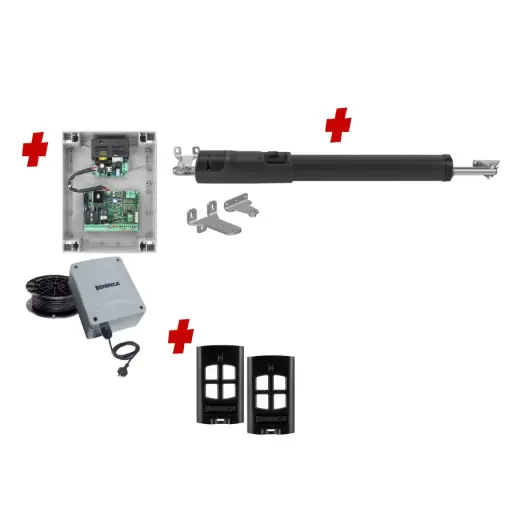 [TOM5-1S-E-BK] TOM 5 Telescopic Long Stroke ITALIAN Low Voltage 24V Automatic Swing Driveway Gate Opener 24 Volt Kit ROBUST Heavy Duty Design BASE KIT