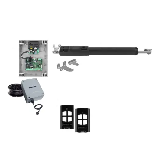 [TOM5-1S-E-BK] TOM 5 Telescopic Long Stroke ITALIAN Low Voltage 24V Automatic Swing Driveway Gate Opener 24 Volt Kit ROBUST Heavy Duty Design BASE KIT