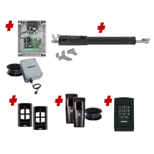 [TOM5-1S-E-AS] TOM 5 Telescopic Long Stroke ITALIAN Low Voltage 24V Automatic Swing Driveway Gate Opener 24 Volt Kit ROBUST Heavy Duty Design with Keypad Pin Code