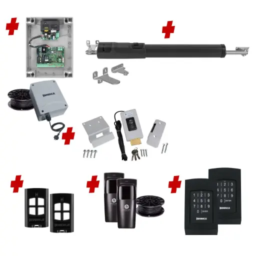 [TOM5-1S-E-AP] TOM 5 Telescopic Long Stroke ITALIAN Low Voltage 24V Automatic Swing Driveway Gate Opener 24 Volt Kit ROBUST Heavy Duty Design with TWO Keypads Entry Exit