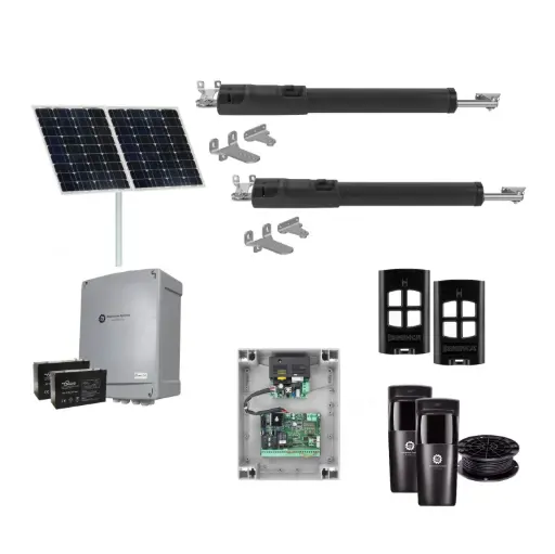 [TOM5-2D-SOLAR-I] TOM 5 Telescopic Long Stroke ITALIAN Solar Powered Automatic Double Swing Driveway Gate Opener 24 Volt Kit ROBUST Heavy Duty Design for Trade Installers