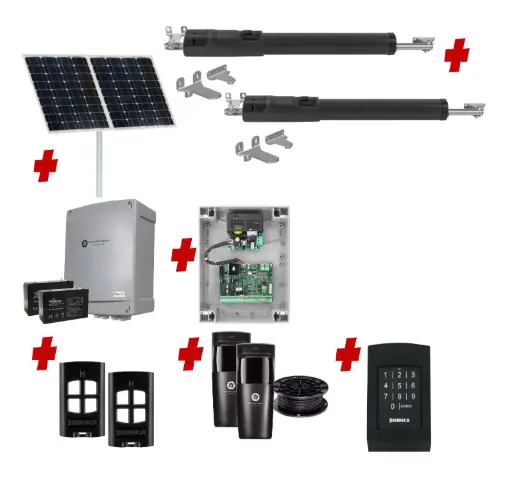 [TOM5-2D-SOLAR-AS] TOM 5 Telescopic Long Stroke ITALIAN Solar Powered Automatic Double Swing Driveway Gate Opener 24 Volt Kit ROBUST Heavy Duty Design with Keypad Pin Code