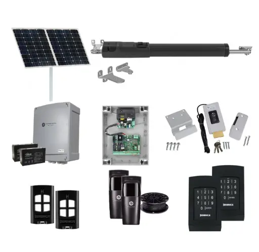 [TOM5-1S-SOLAR-AP] TOM 5 Telescopic Long Stroke ITALIAN Solar Powered Automatic Swing Driveway Gate Opener 24 Volt Kit ROBUST Heavy Duty Design with Keypad Entry Exit