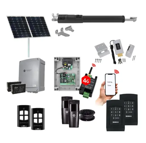 [TOM5-1S-SOLAR-AU] TOM 5 Telescopic Long Stroke ITALIAN Solar Powered Automatic Swing Driveway Gate Opener 24 Volt Kit ROBUST Heavy Duty Design with Wifi Mobile App Control and Keypad Entry Exit
