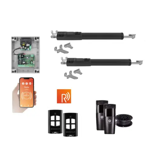 [TOM5-2D-P-R] Remootio TOM 5 Telescopic Long Stroke ITALIAN Electric 24V Low Voltage Automatic Double Swing Driveway Gate Opener Kit ROBUST Heavy Duty Design