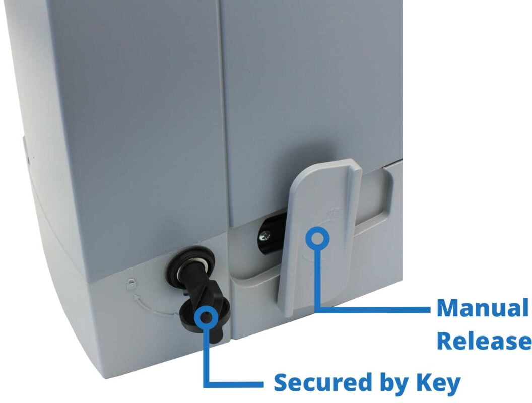 bxv manual release lever for power outage and operating an automatic sliding gate manually