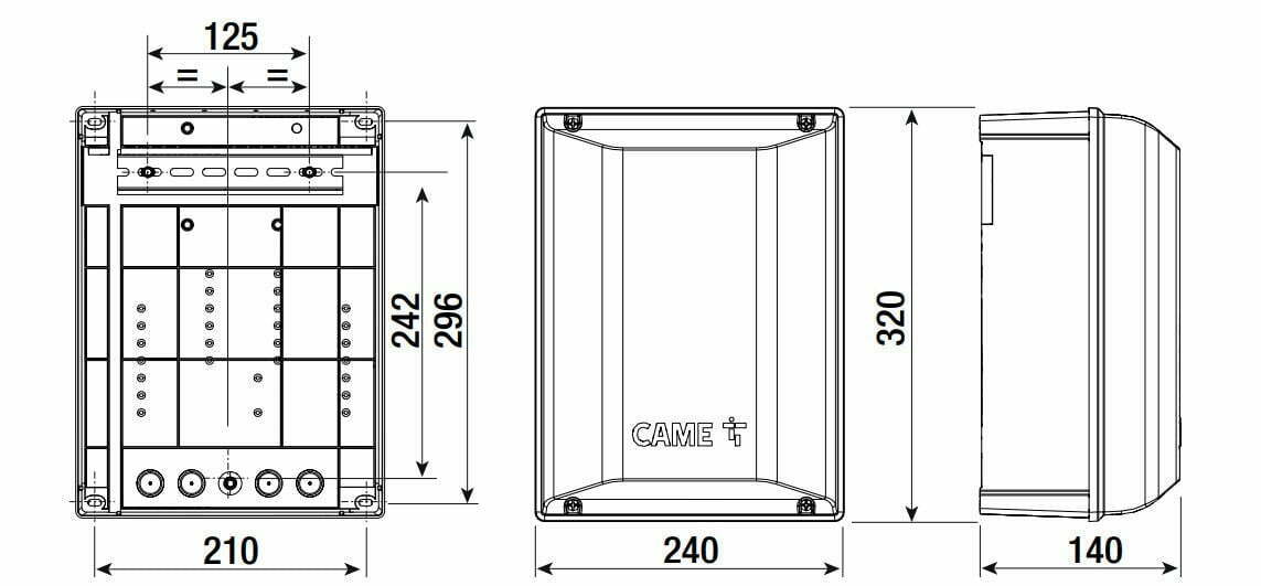 ZLX24 Dimensions of control box for swing gate
