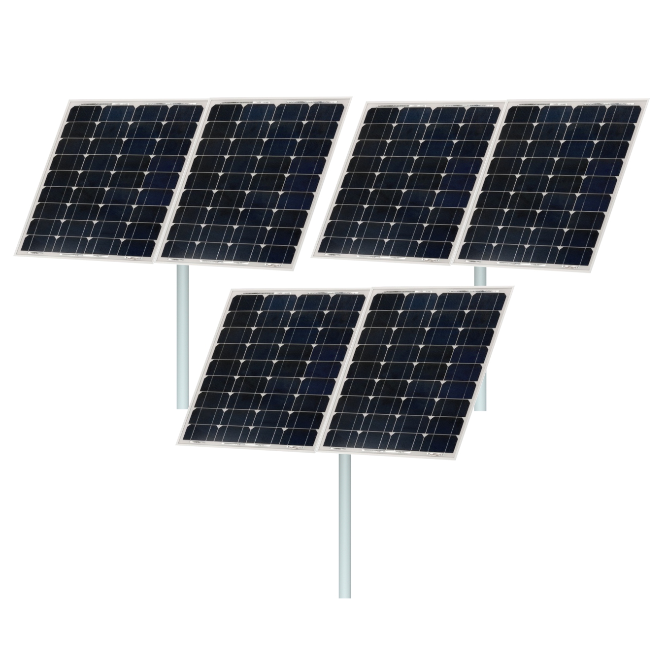 three 24v solar panels with post