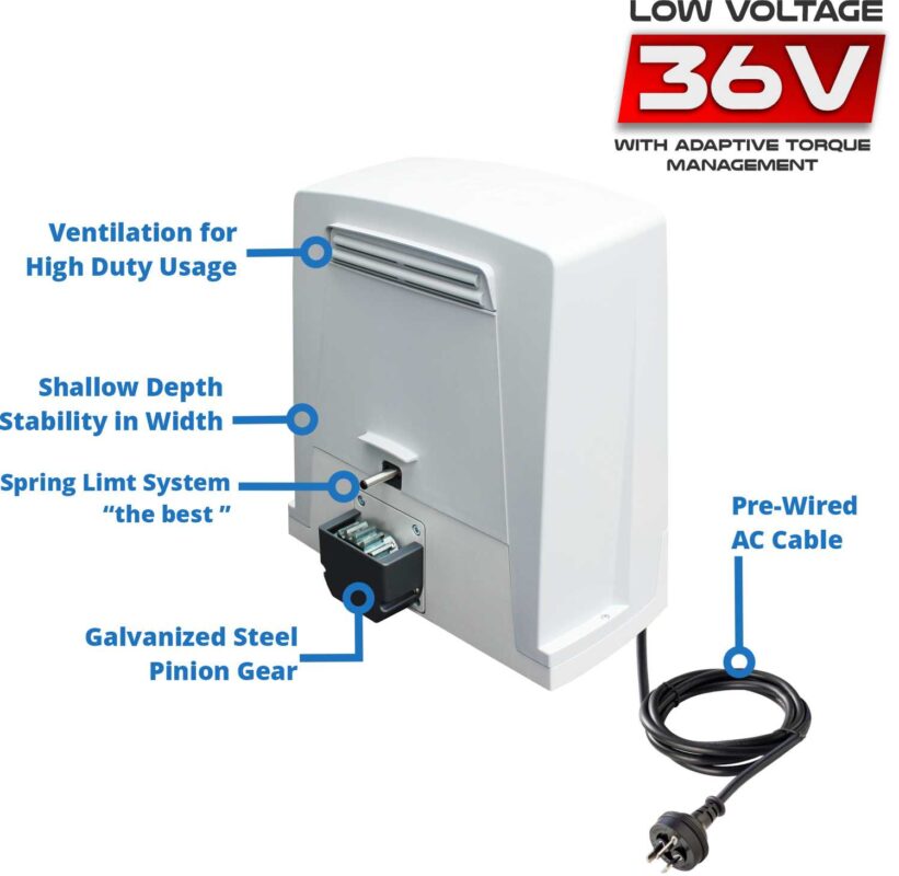 36v electric sliding gate opener strongest low voltage external overview adaptive torque