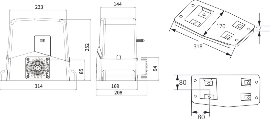 compact small sliding gate motor dimensions
