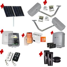 Remootio RAPTOR Extra Heavy Duty ITALIAN Solar Powered Automatic Double Swing Driveway Gate Opener 24 Volt Kit ROBUST Heavy Duty Design