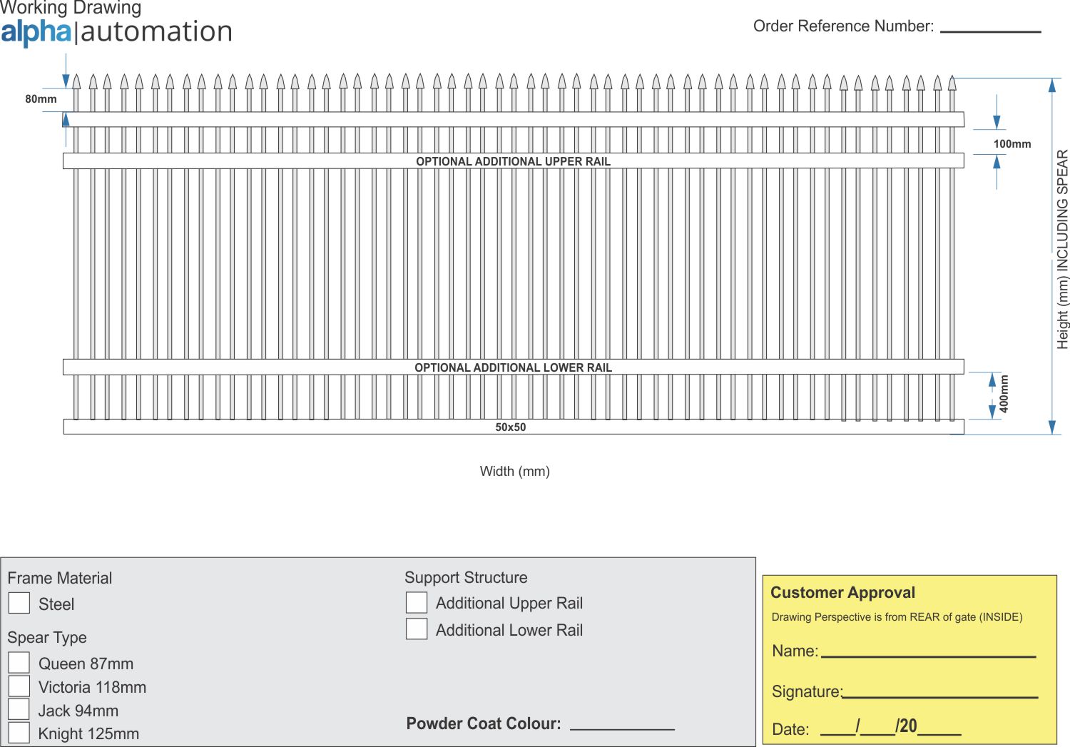 Sliding Gate technical drawing